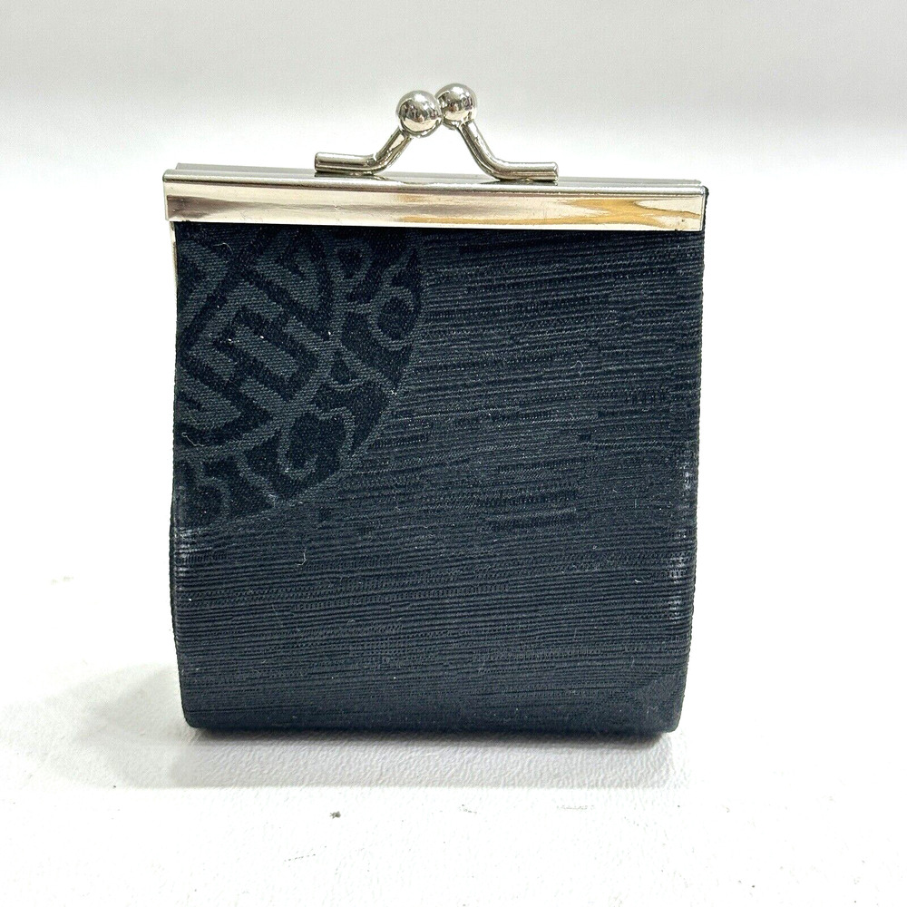 Black Mandala Change Coin Purse Pouch Silver Tone Kiss Lock Hinged